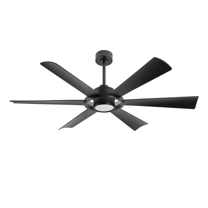 60" Matte Black Ceiling Fan with LED Light and Remote – Modern 4-Blade Fan