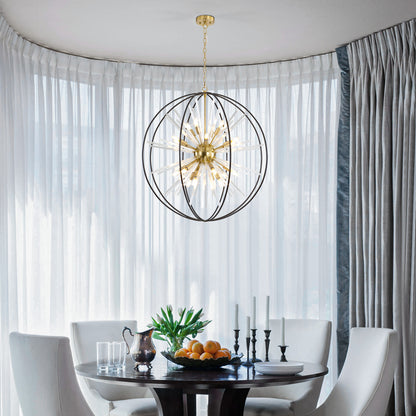 Brio 35" 10-light Modern Black and Gold Orb Chandelier