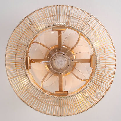 20" 4-Light Farmhouse Flush Mount Ceiling Fan with Light