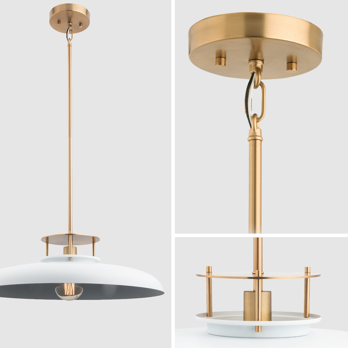 Beacon Modern Gold & White 1-Light Pendant Light
