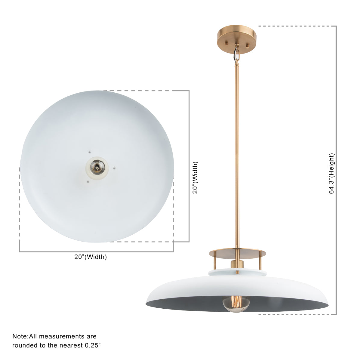 Beacon Modern Gold & White 1-Light Pendant Light