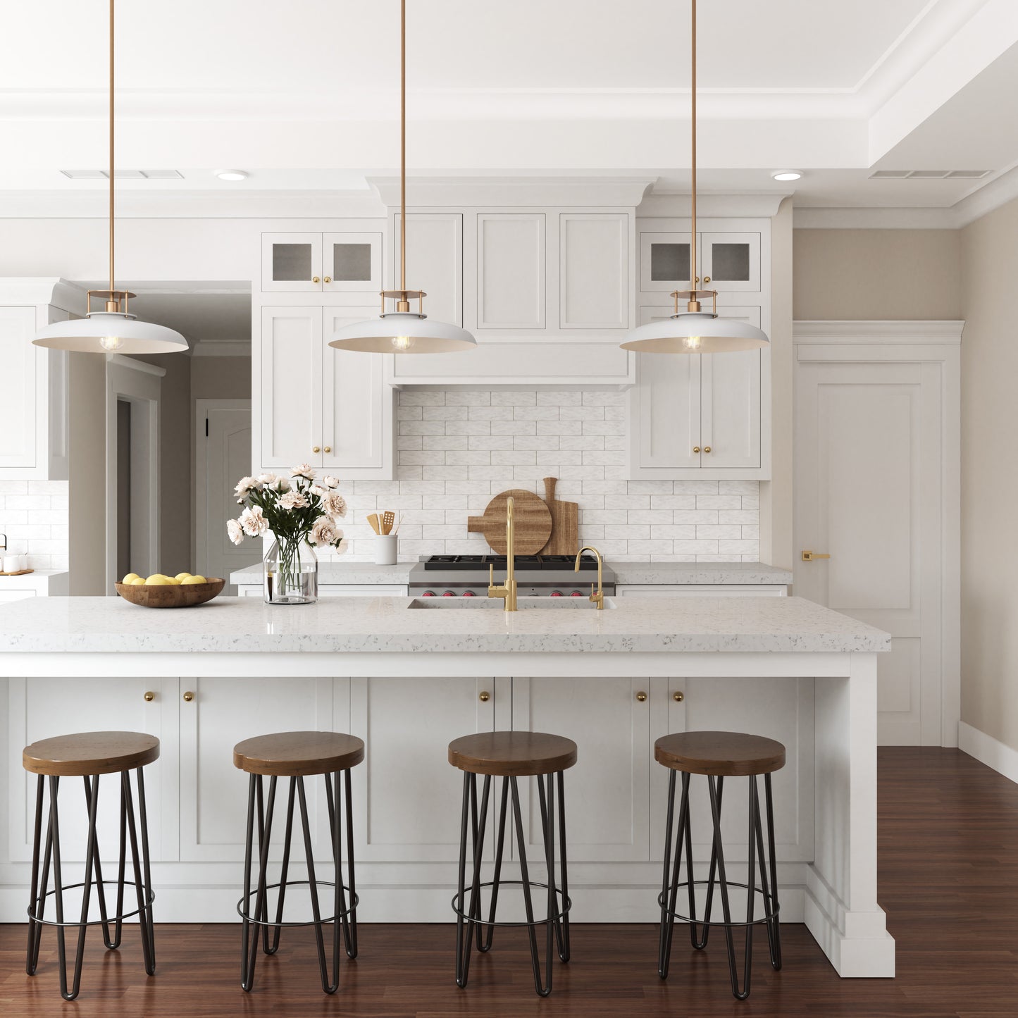 Beacon Modern Gold & White 1-Light Pendant Light