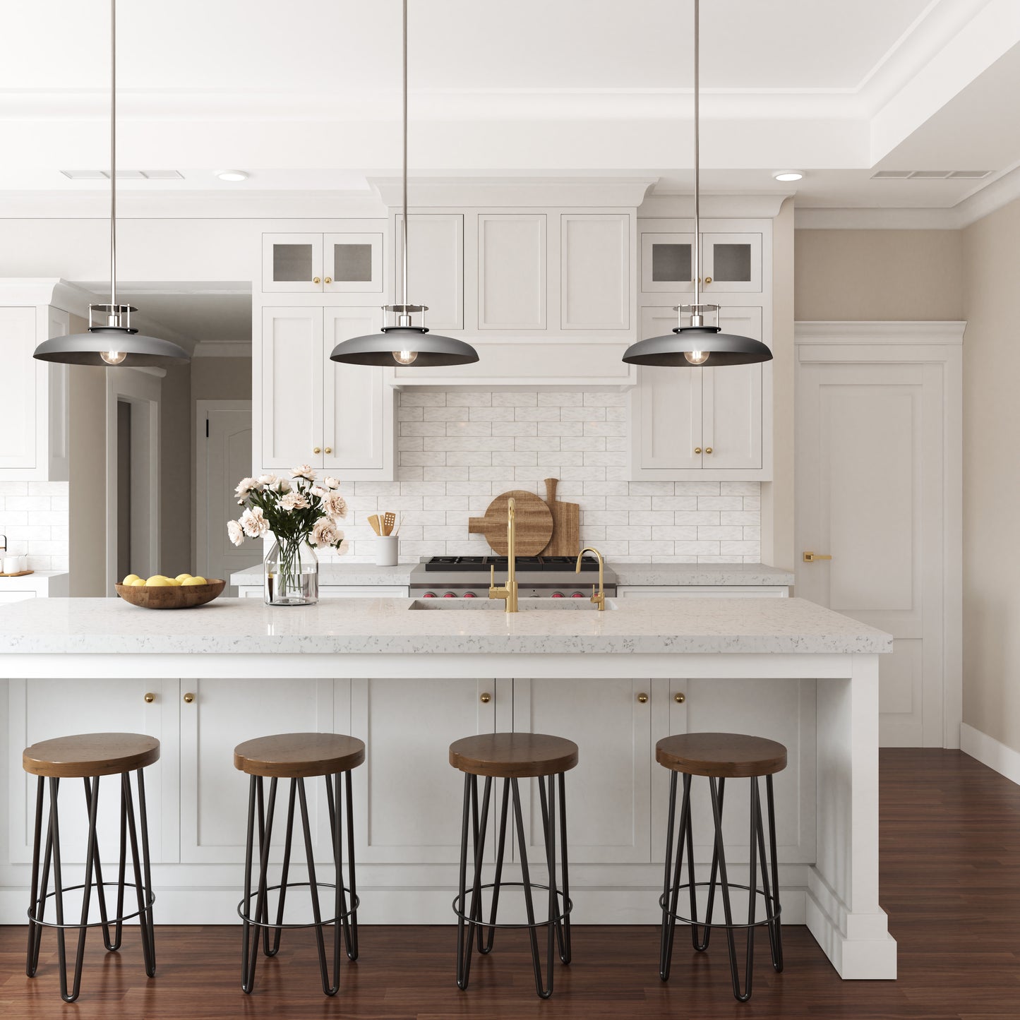 Beacon Modern Nickel & Grey 1-Light Pendant Light