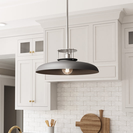 Beacon Modern Nickel & Grey 1-Light Pendant Light