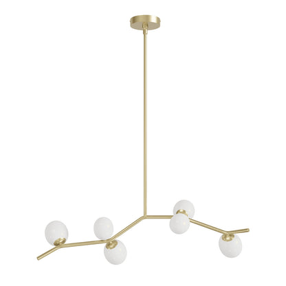 Hampton 6-Light Brushed Brass with White Glass Chandelier