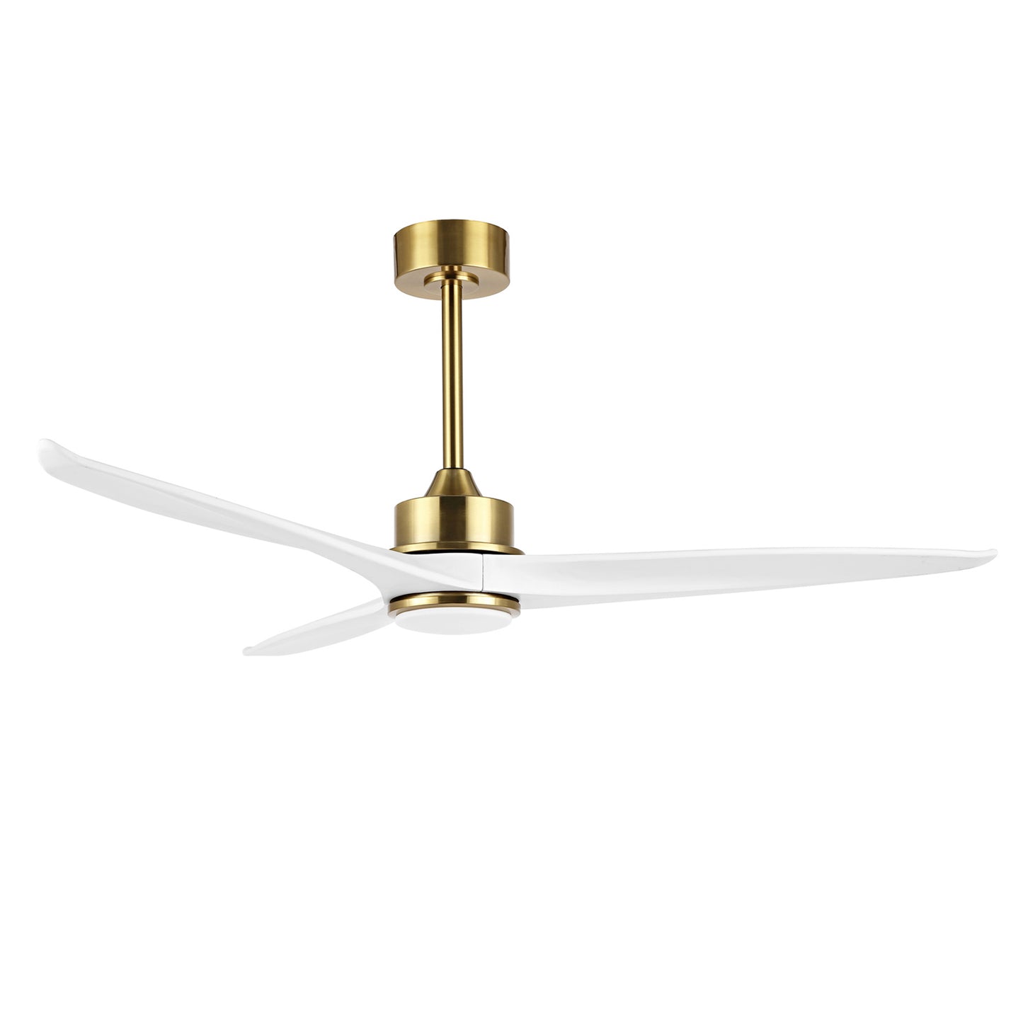 52" Gold and White Ceiling Fan with LED Light and Remote – Modern Dimmable Fan
