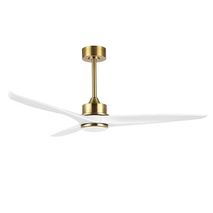 52" Gold and White Ceiling Fan with LED Light and Remote – Modern Dimmable Fan