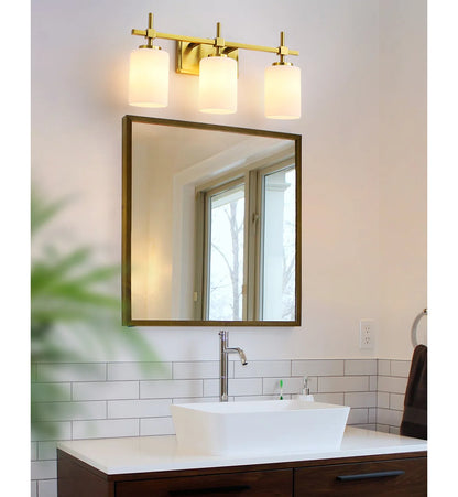 Jasper Gold Traditional Frosted Glass 3-Light Bathroom Vanity Light