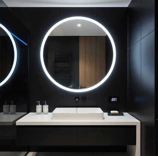 SmartReflect Modern Round LED Dimmable Anti-Fog Frameless Bathroom Vanity Mirror