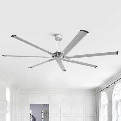 Ceiling Fan Modern 84" Industrial 7-Blade Silver Metal