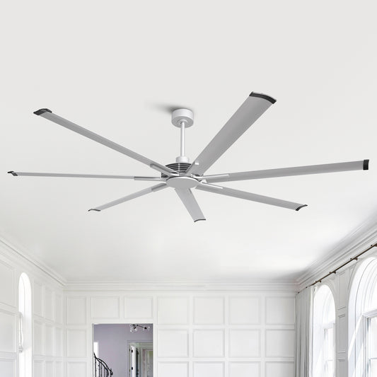 Ceiling Fan Modern 84" Industrial 7-Blade Silver Metal