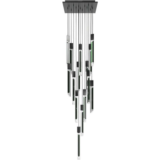 Alpine 15-Light Light Black Jade Glass Pendant Light