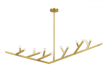 The Oaks Brushed Brass Linear 12-Light Branch Chandelier