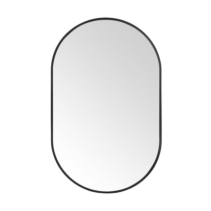 Wall Mirror 30x48" Modern Matte Black Framed Oval