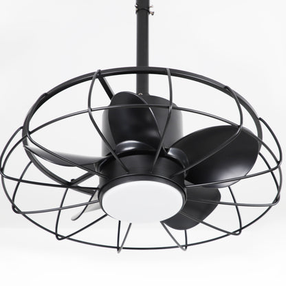 20" Indoor/Outdoor Black Industrial Plug-In Ceiling Fan with Light