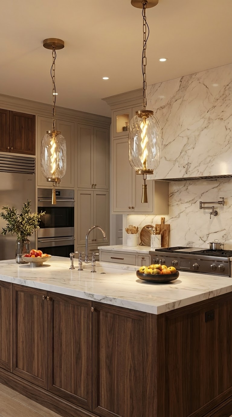 Modern Brass LED Pendant Light – Handcrafted Minimalist Hanging Light, Dimmable