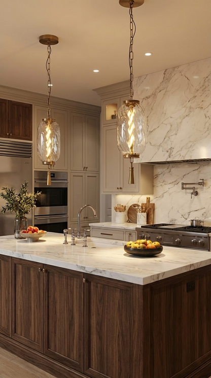 Modern Brass LED Pendant Light – Handcrafted Minimalist Hanging Light, Dimmable