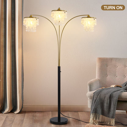 Brio 90" 3-Light Modern Gold Arc Floor Lamp