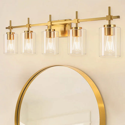 Jasper Gold Clear Glass 5-Light Bathroom Vanity Light