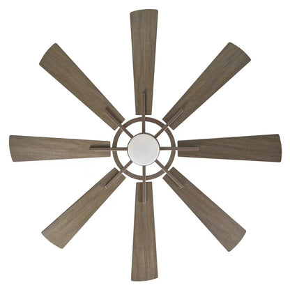 60" Windmill Ceiling Fan with Light & Remote – Farmhouse Nickel, 8-Blade, DC Motor, Indoor/Outdoor