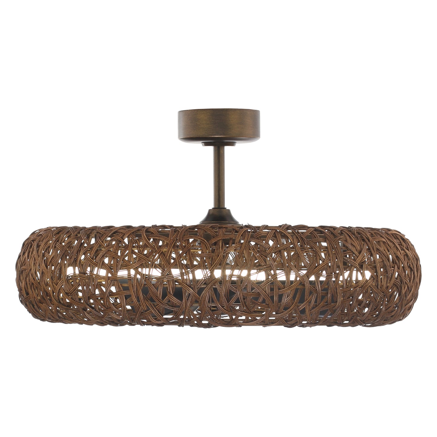 35" Perimost Farmhouse Rattan LED Ceiling Fan