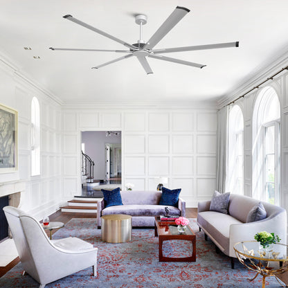Ceiling Fan Modern 84" Industrial 7-Blade Silver Metal