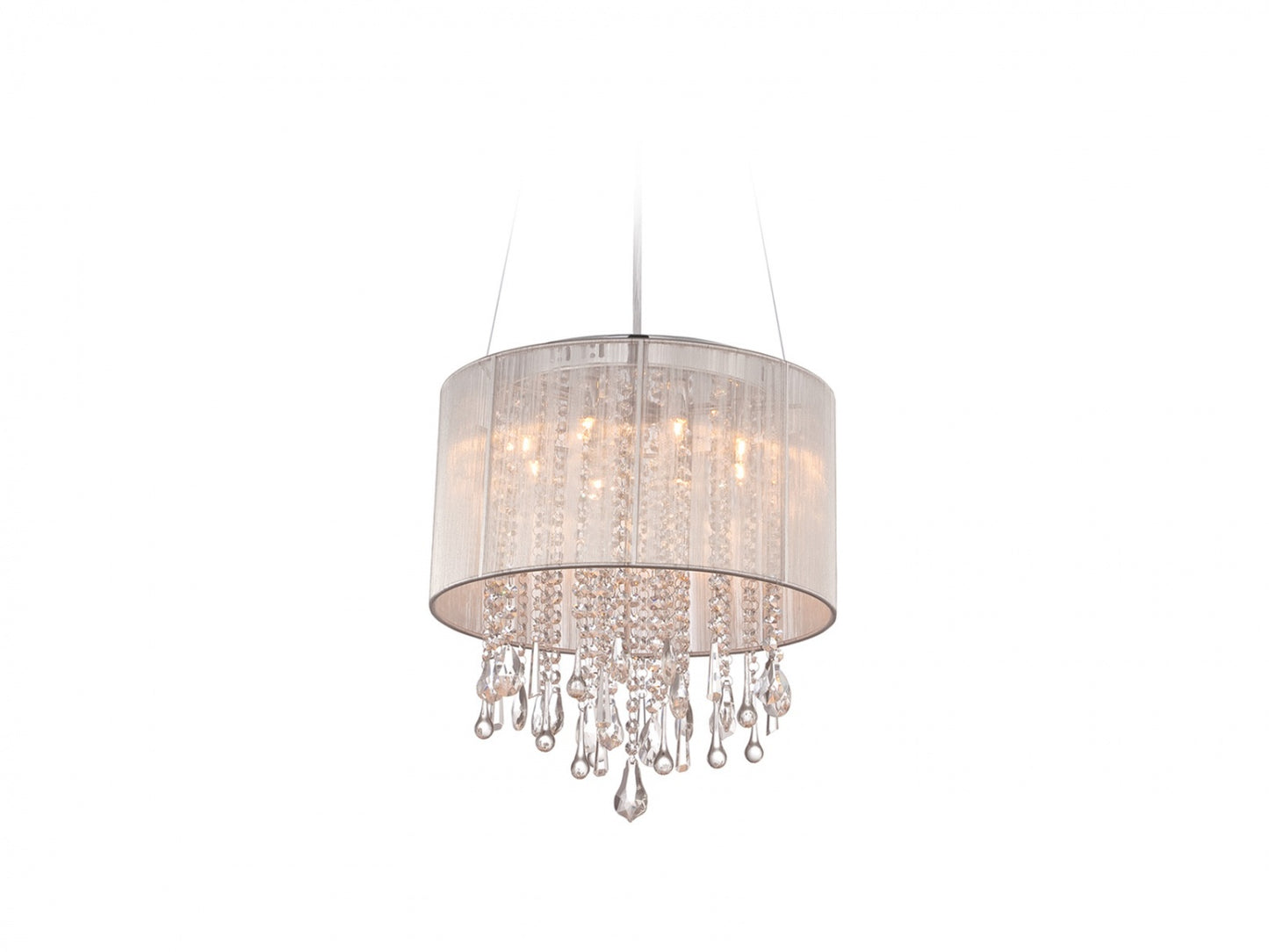 Beverly Dr. Traditional 16" Round Silver Silk and Crystal Chandelier