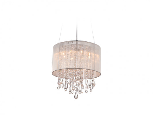 Beverly Dr. Traditional 16" Round Silver Silk and Crystal Chandelier