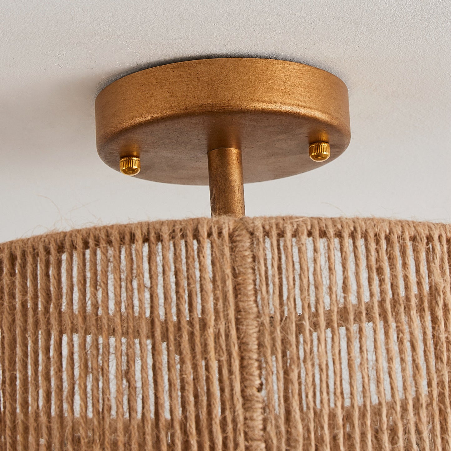 3-Light Coastal Jute Semi-Flush Mount Ceiling Light