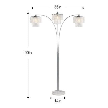 Brio 90" 3-Light Modern Crystal Arc Floor Lamp