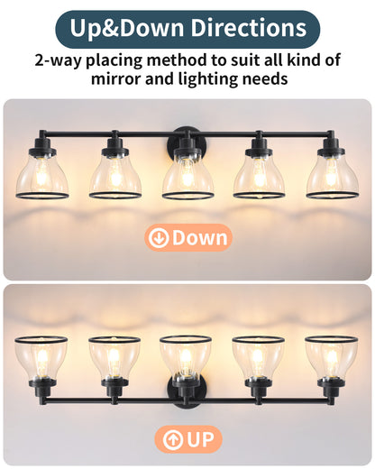 Hermosa Black 5-Light Bathroom Vanity Light