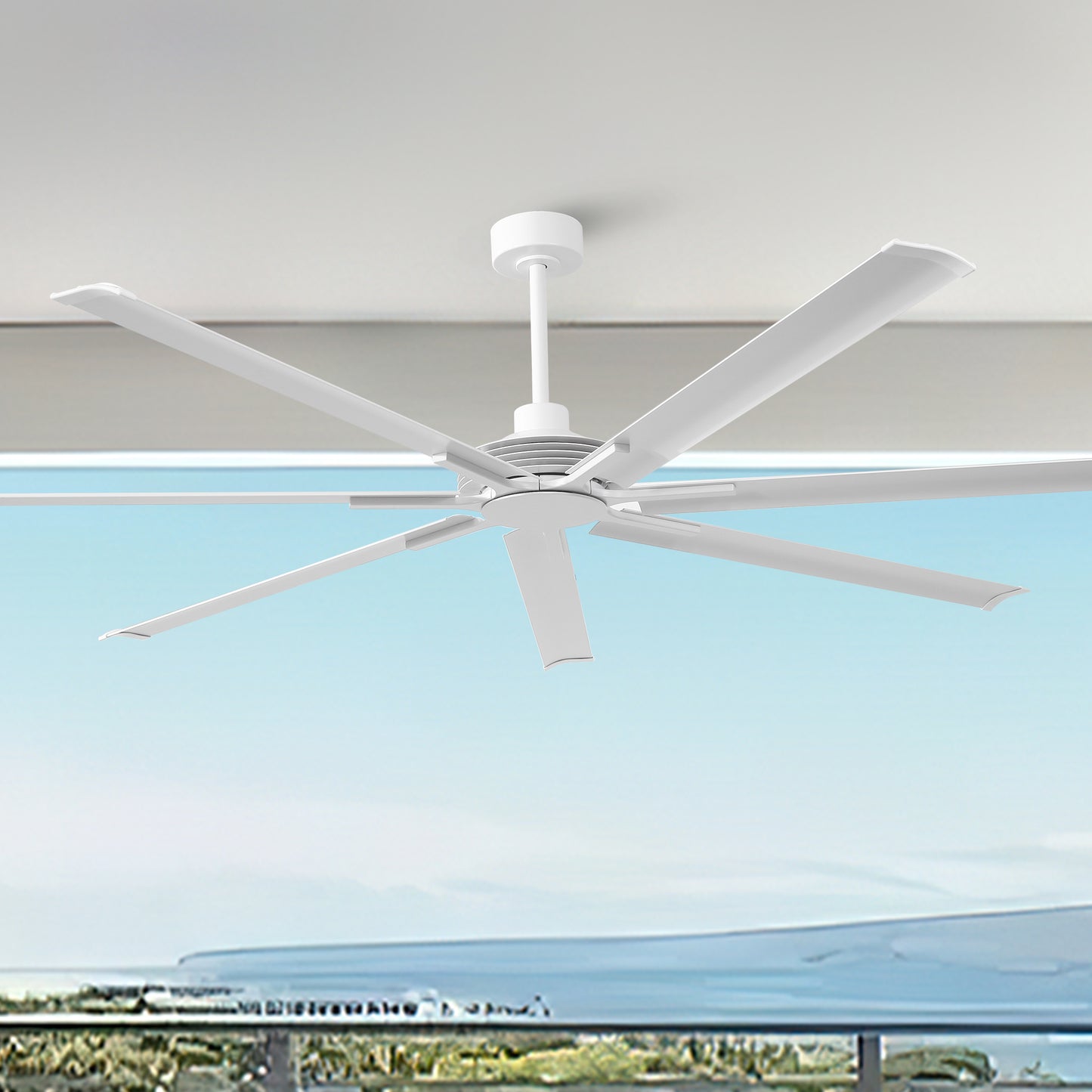 Ceiling Fan Modern 84" Industrial 7-Blade White Metal