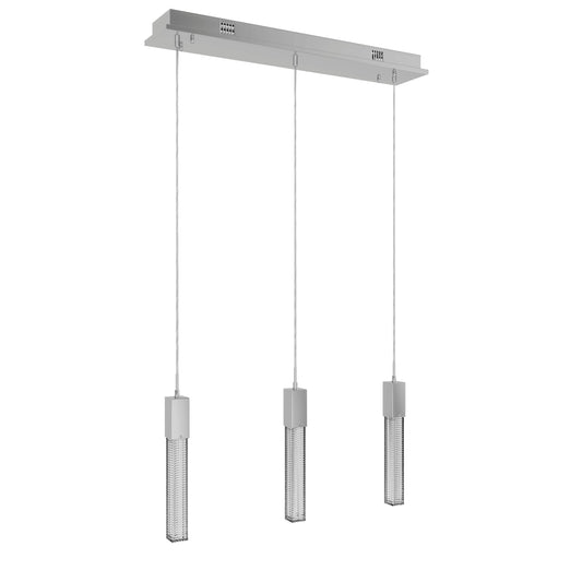 Boa 3-Light LED Polished Chrome Studded Glass Linear Chandelier