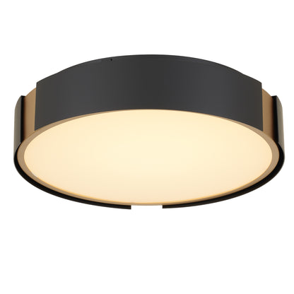 Ember 13" Matte Black with Brass LED Flush Mount Ceiling Light