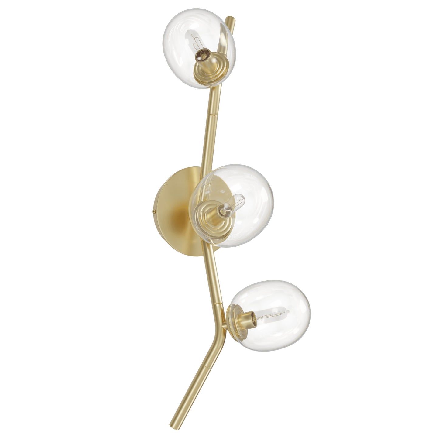 Hampton 3-Light Brushed Brass with Clear Glass Wall Sconce