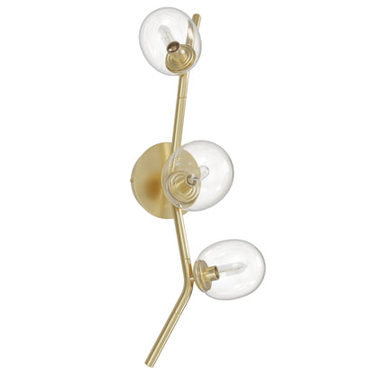 Hampton 3-Light Brushed Brass with Clear Glass Wall Sconce