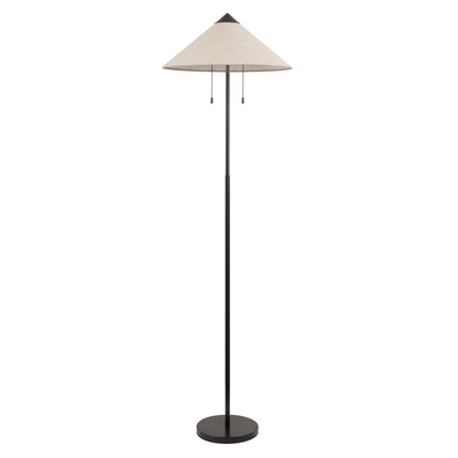 Floor Lamp Traditional Black 68" 2-Light Linen Shade