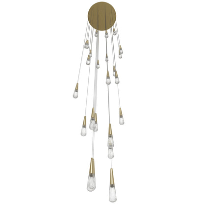 Encino 25-Light Crystal and Brushed Brass Pendant Light
