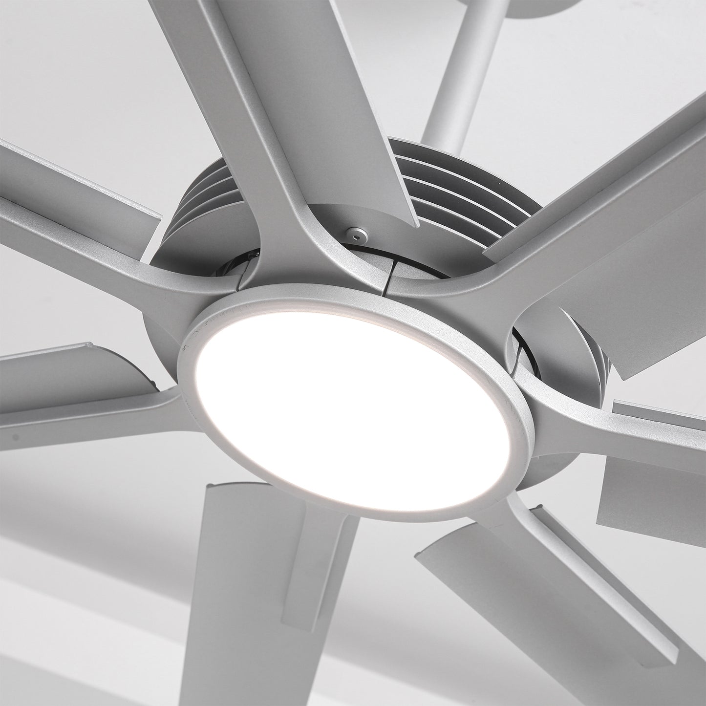 Ceiling Fan Industrial 84" Modern Silver 7-Blade LED Light