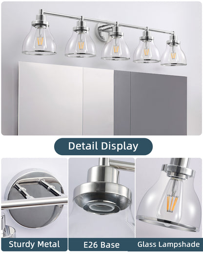 Hermosa Polished Nickel 5-Light Bathroom Vanity Light