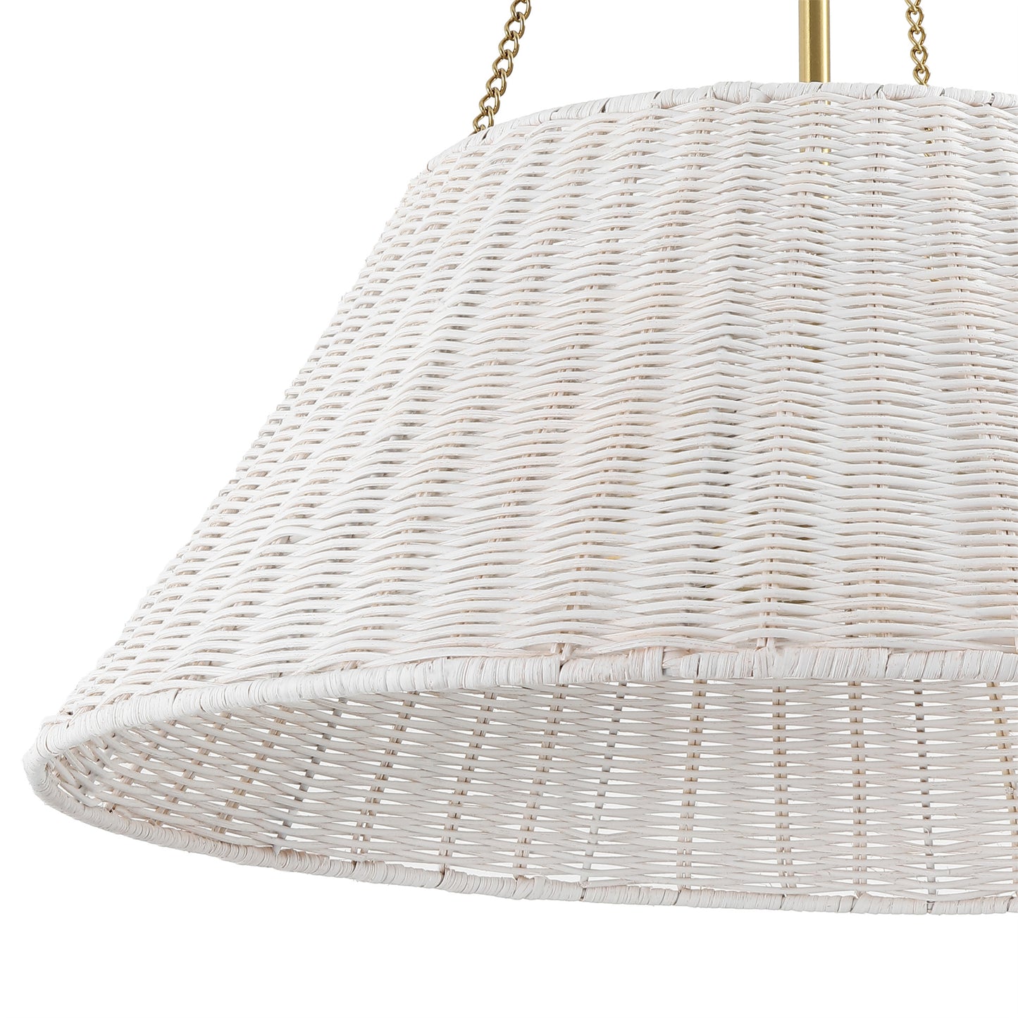 Farmhouse Chandelier 22" 3-Light Brass White Rattan Shade