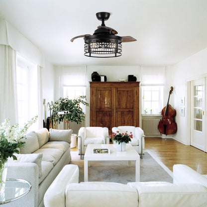 36" 3-Blade 3-Light Modern Fandelier Ceiling Fan with Light