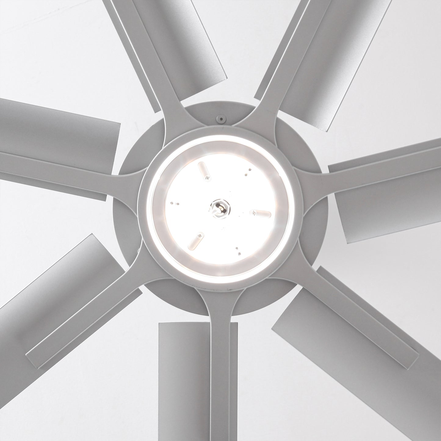 Ceiling Fan Industrial 84" Modern Silver 7-Blade LED Light