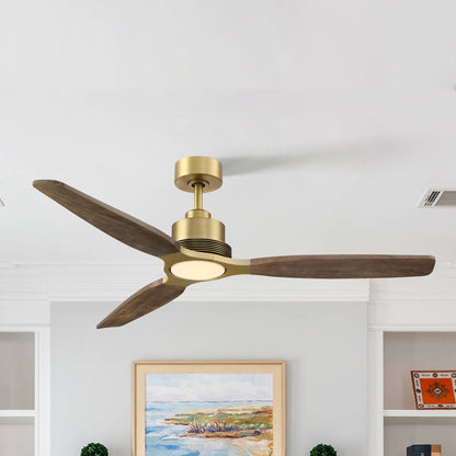 56" Gold Farmhouse Ceiling Fan with Light & Remote – 5-Blade, Quiet DC Motor, Indoor/Outdoor