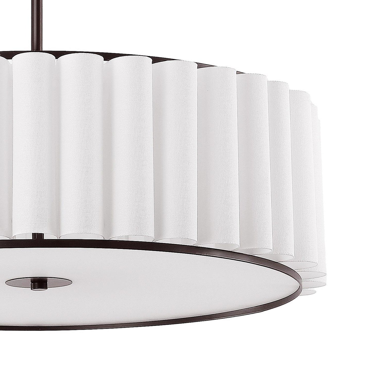 Modern Chandelier Bronze 24" 5-Light White Linen Shade