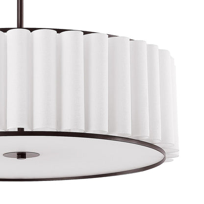 Modern Chandelier Bronze 24" 5-Light White Linen Shade
