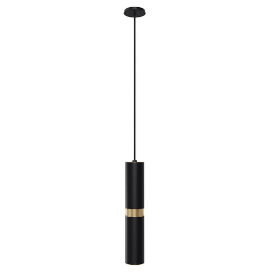 Cicada 1-Light Black With Knurled Brass Pendant Light