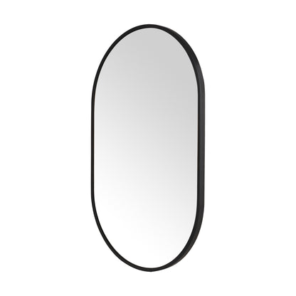Wall Mirror 20x32" Modern Matte Black Framed Oval