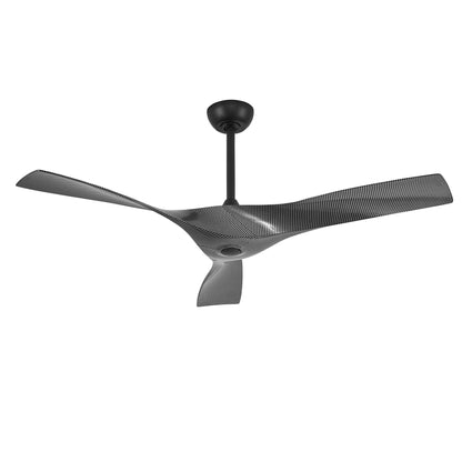 52" Ceiling Fan with Remote – Modern Black Fan No Light with DC Motor