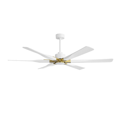 68" White Ceiling Fan with Gold Accents and LED Light – 6-Blade Modern Remote Fan